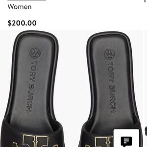 Tory Burch Black Mules with Gold Accents